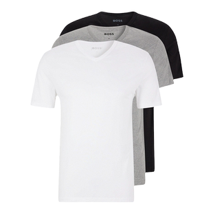 【经典款】【T恤三件套】BOSS博斯 男士平纹针织V领短袖T恤