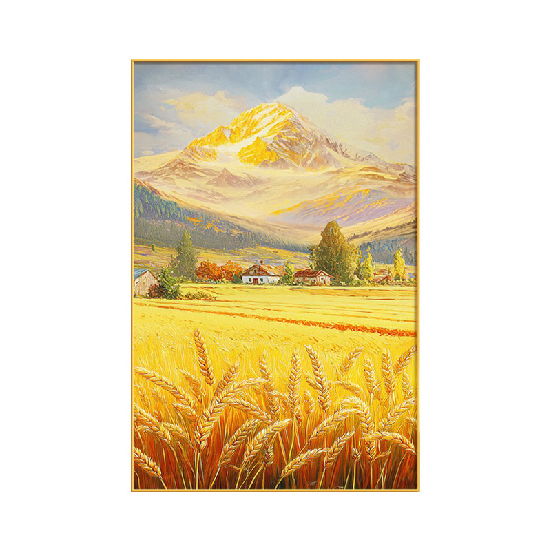 聚宝盆山水画玄关装饰画流水生财