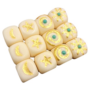 鎏金象牙果日月星辰方块散珠太阳星星diy隔珠手串手链项链配饰