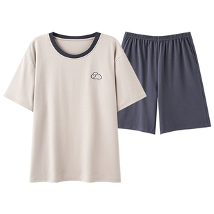 三枪睡衣男款纯棉夏季短袖短裤休闲男士家居服夏天薄款全棉套装