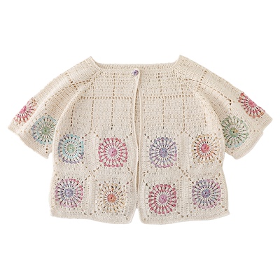 毛儿手作 花间育克短袖开衫材料包 钩针手工编织diy 至夏扁带线