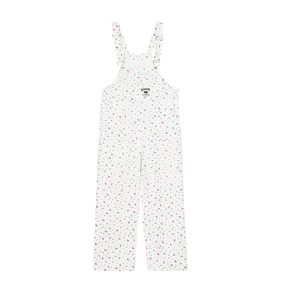 NECOYEP2025春秋季美式牛仔背带裤女宽松复古碎花直筒裤子ins潮流