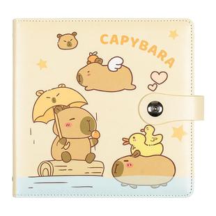 卡皮巴拉活页现金存钱本可拆卸大容量存钱夹钱册加厚2025年新款收藏册可爱儿童理财百元钞票纸币存钱收纳神器