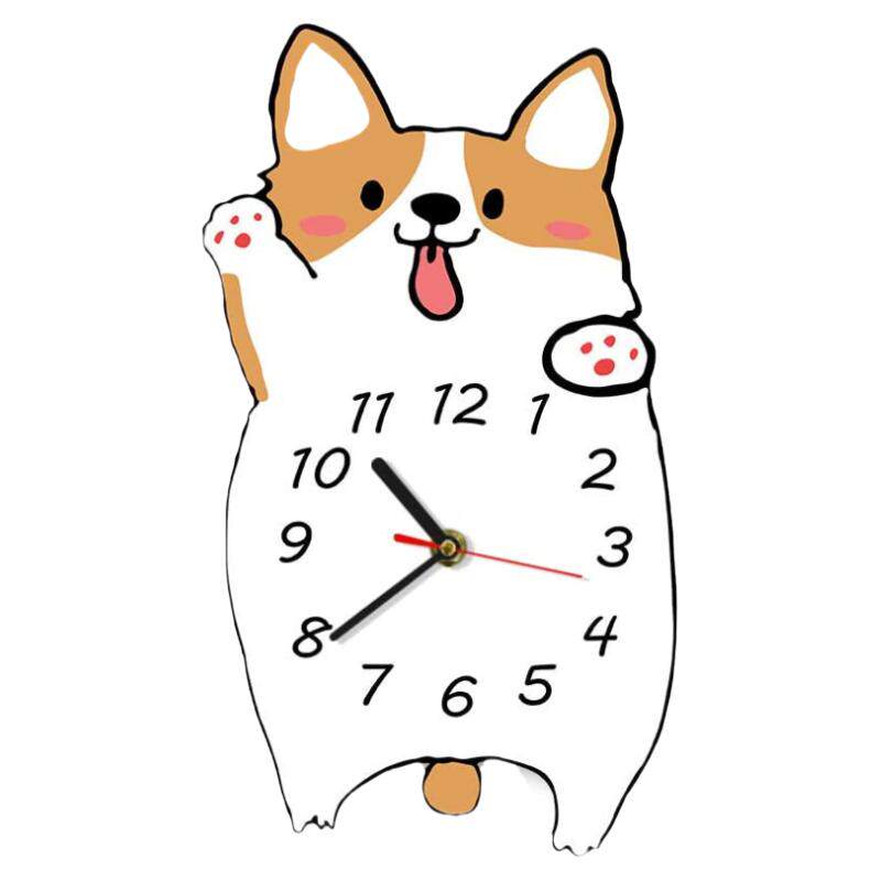 威尔士柯基犬时钟儿童房仿古贝壳