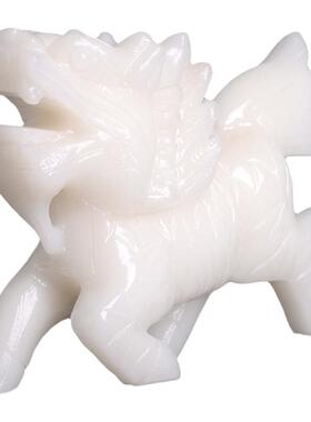 玉石麒麟送子摆件公母一对工艺品