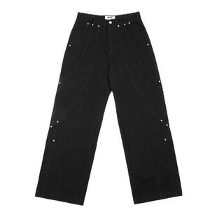 QUARTER IN NIGHT秋季新款宽松铆钉直筒休闲裤潮酷