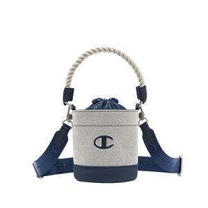Champion冠军单肩包女2024夏季新款刺绣编织水桶包休闲包帆布包