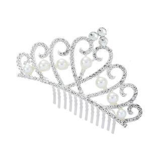 珍珠皇冠插梳头饰女童前额刘海梳儿童公主生日演出发卡高级感发梳