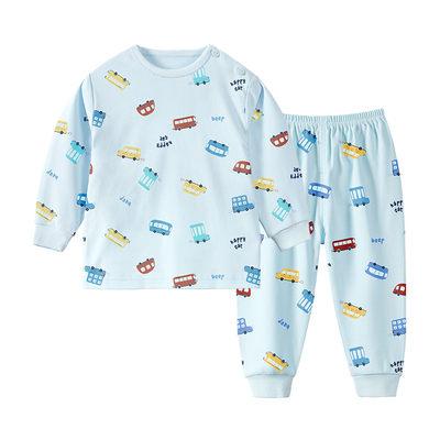 圆圆猫新款男童纯棉秋衣秋裤套装