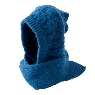TUshu/冬季限定宝蓝~复古女巫帽百搭保暖雷锋帽针织帽子围脖一体