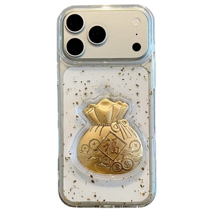 透明金箔立体小马财神爷适用苹果17promax手机壳iPhone16猫咪15全包14plus新年2026氛围感13马年12防摔17pro