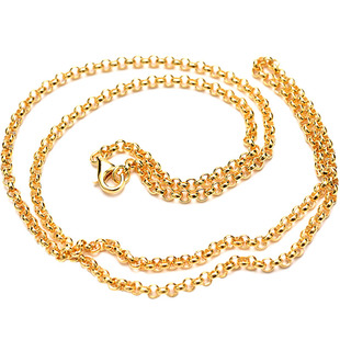 S999纯银项链女 2.5m珍珠O字链镀玫瑰金吊坠配链裸链银饰品毛衣链