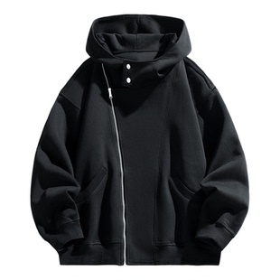 悟空有货秋季复古双拉链开衫连帽卫衣男女潮牌街头宽松空气层外套