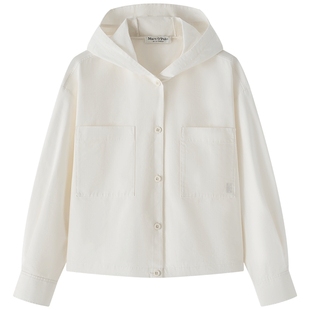 Marc O'Polo春季新款设计感白色简约格纹宽松连帽夹克女士短外套