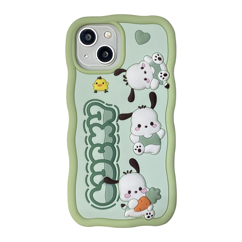 加尔 波浪边绿色帕恰狗适用iphone16promax苹果13手机壳12新款15创意卡通plus搞怪14pro女款13防
