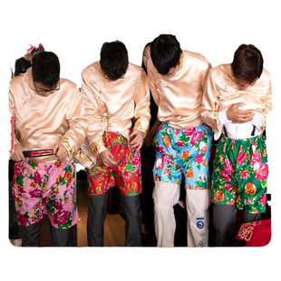 结婚接亲堵门游戏道具徒手穿花裤子整蛊新郎恶搞伴郎团拦门花裤衩