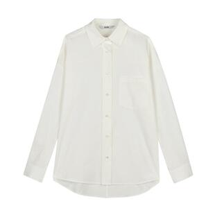 LESS春季纯色棉质休闲宽松经典简约日常舒适白色衬衫女2O1214050
