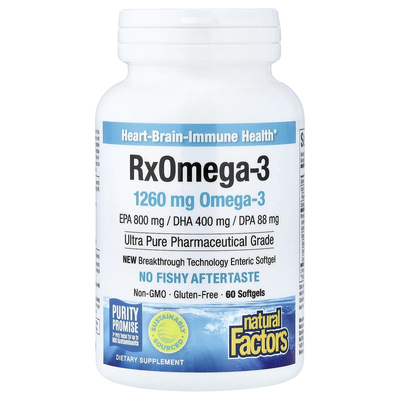 NaturalFactorsRxOmega-3鱼油野生捕捞浓缩鱼油天然EPAdha大脑帮