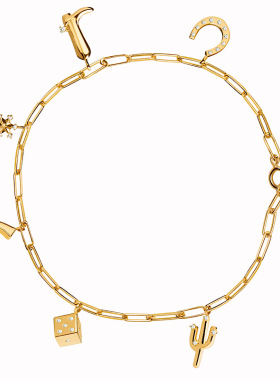 西班牙银镀金幸运仙人掌雪花手链