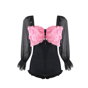 夏茉微澜2025新款夏泳衣女长袖连体显瘦露背性感高级感泡温泉保守