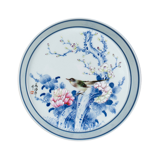 钟家窑陶瓷壶承景德镇名师万海华老师手绘青花柴窑斗彩花鸟干泡台