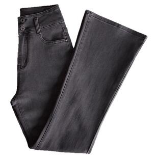 超高腰烟灰色微喇叭牛仔裤女2026年春季新款高腰弹力喇叭裤马蹄裤