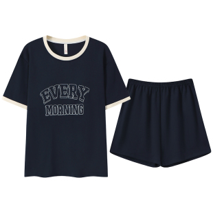2025年新款睡衣女款夏天纯棉短袖短裤薄款时尚潮流家居服全棉套装