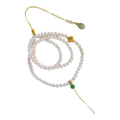 淡水珍珠项链编绳毛衣链翡翠玉