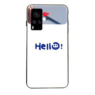 hello笑脸网红白色补妆镜适用VIVO X60PRO十+手机壳vⅰvo曲屏版x50高端y50酷比x70女por新款x27步步高x23幻彩