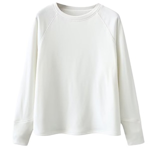 宛宛家韩版女装中长款宽松上衣胖mm加大码显瘦打底衫长袖圆领T恤