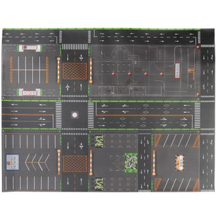 儿童城市交通场景地图玩具小汽车玩车道路停车场模型爬行游戏地垫