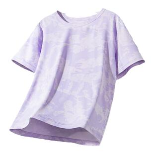 回力女童速干衣排汗t恤儿童短袖运动女大童上衣女孩紫色羽毛球服