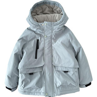 新品男童过冬棉服~中大童防水夹棉外套冲锋衣男孩连帽棉衣厚棉袄