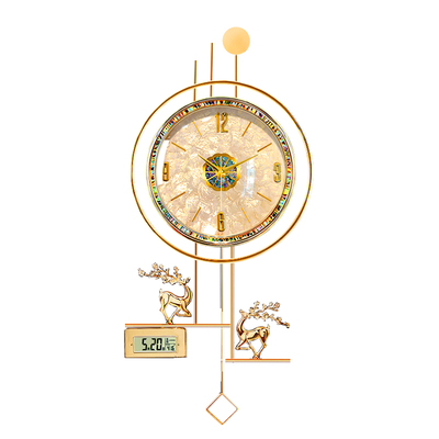 万年历轻奢贝壳挂钟高级感餐厅钟