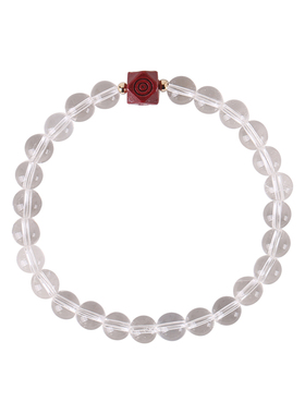 天然白水晶手链女收藏级朱砂净心转运珠手串手饰品适合夏天的护身