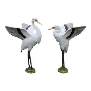 花园庭院户外假山鱼池装饰造景摆件仿真仙鹤摆件树脂动物白鹭摆件