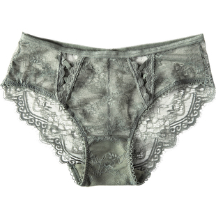 女士蕾丝三角内裤女2025薄款纯棉裆网纱低腰性感新款夏季勾人短裤