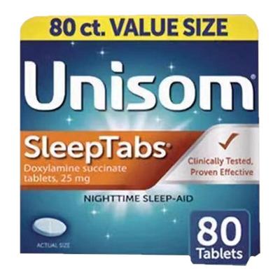 美国直邮 UNISOM 琥珀酸多西拉敏片助眠片安睡 倒时差睡眠 80粒