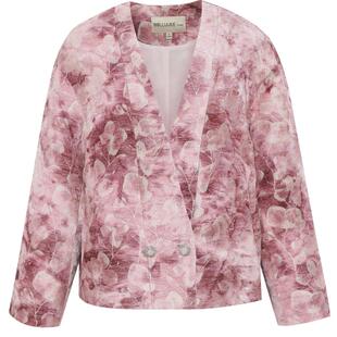 粉蓝衣橱2026春季女装立体炒色提花织就落肩袖直筒宽松廓形短外套