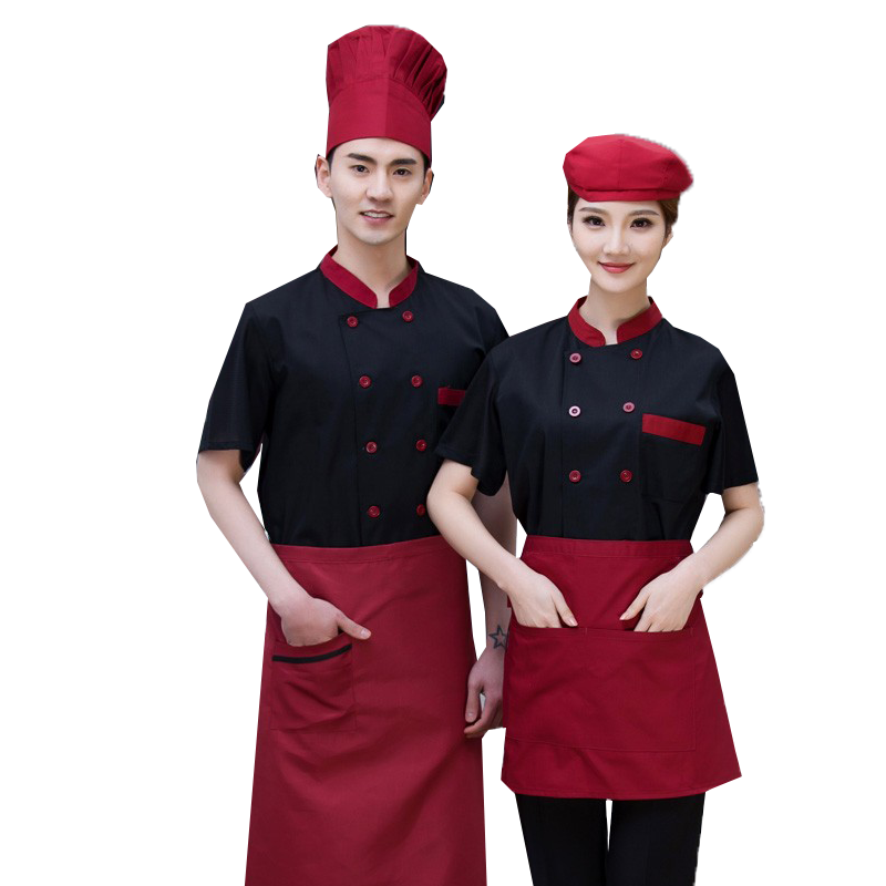 厨师工作服长袖酒店餐馆饭店火锅店大厨短袖工装西点烘焙师夏装女