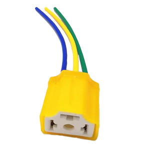 摩托车H4灯泡插头踏板车大沙三爪HS1大灯3爪陶瓷隔热前大灯插座