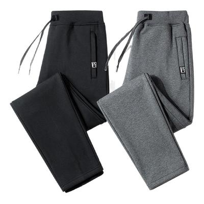 纯棉运动裤男春秋冬季宽松大码休闲长裤加绒加厚直筒羊羔绒裤子