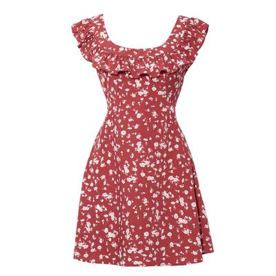 荷叶边飞飞袖时尚连衣裙