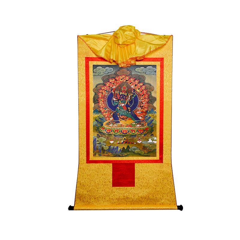藏村大威德唐卡西藏挂画