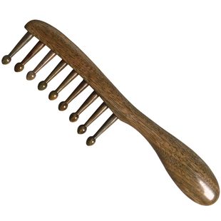 素娘天然绿檀木梳大齿梳子圆头宽齿头皮按摩梳头部经络梳女士卷发