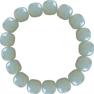 天然和田玉手串晴水老型珠手链正品青白玉单圈玉石手链女士配饰