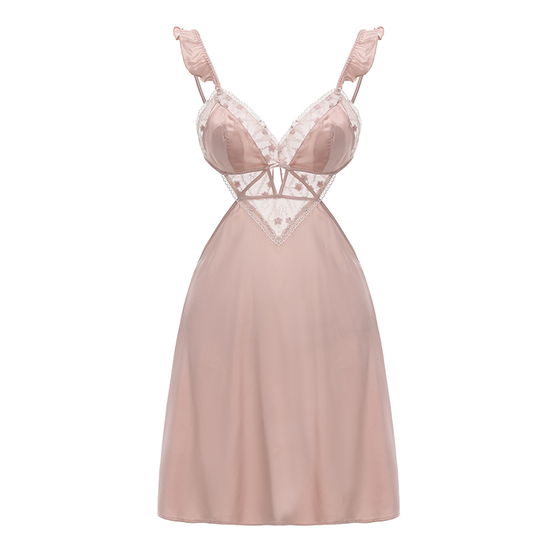 今夕何夕性感睡衣女2025秋新款美背蕾丝法式纯欲风吊带睡裙家居服