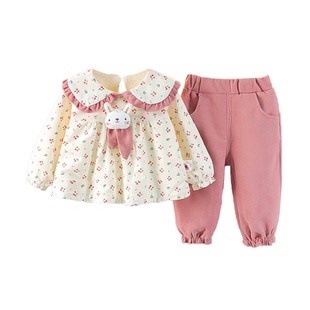 女童加绒套装2025秋冬婴儿童洋气两件套周岁宝宝棉服冬装衣服童装