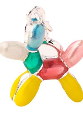 彩色气球狗吊坠S925银