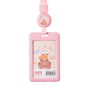 UHOO优和文创小中大学生卡套带挂绳校园幼儿园接送卡校牌饭卡证件卡透明卡通胸牌可伸缩耐用吊牌门禁公交卡套